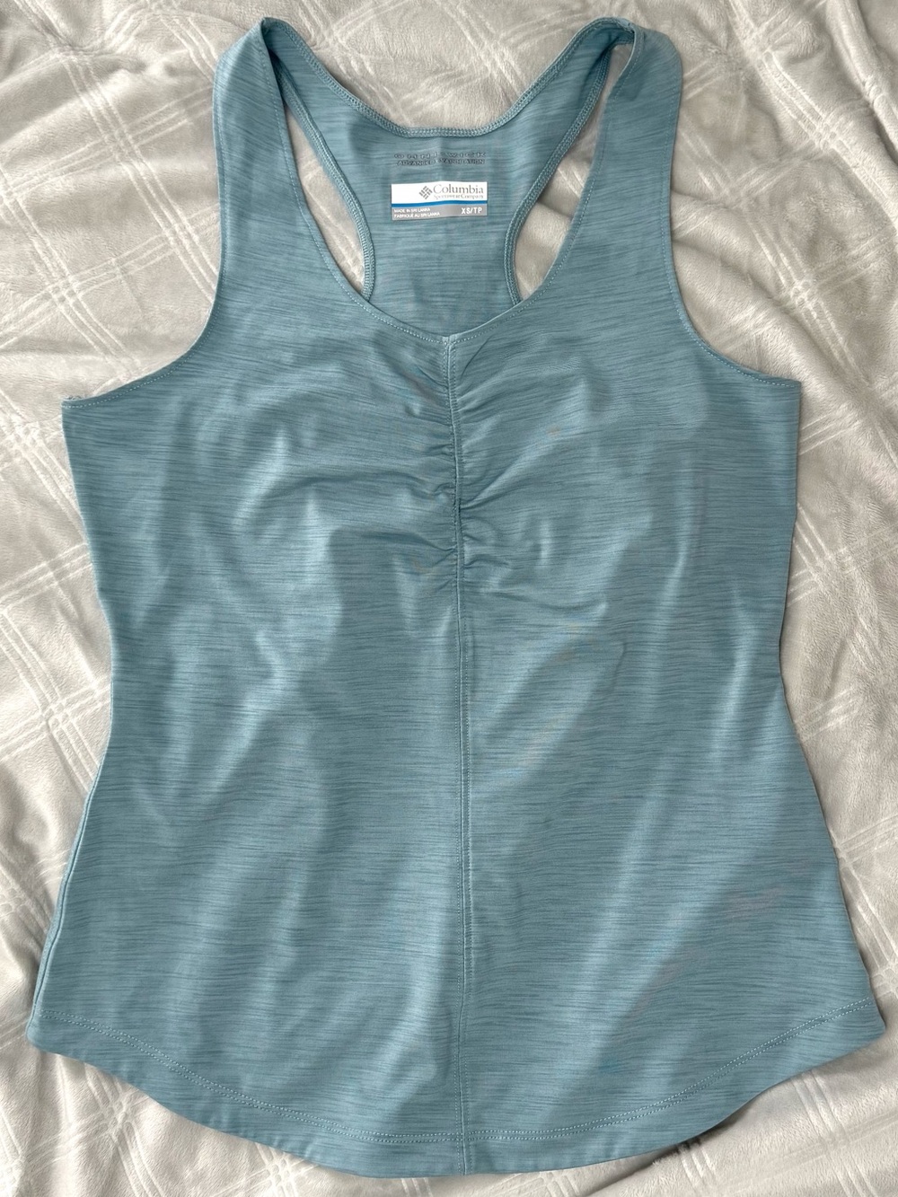 Columbia Women's Teal Racerback Tank with Ruched Front